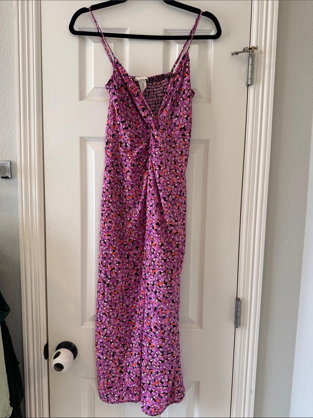 H&M Tropical Purple Floral Spaghetti-Strap Maxi Dress